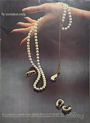 1980 Vintage Print Ad - Sarah Coventry Fashion Jewelry Hand Model Pearl Necklace • $6.95