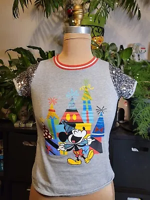 Disney World MICKEY MOUSE Birthday Party Shirt Glitter Accents Disneyland • $12.99