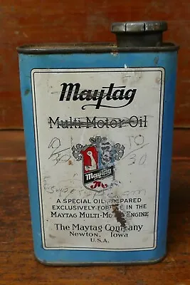 Vintage Maytag Multi-Motor Oil One Quart Metal Tin Oil Can Newton Iowa - Empty • $29.95