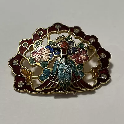 Vintage Brooch Pin Peacock Enamel Multicolor  • $17.49