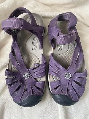 EUC Keen Closed Toe Purple Suede Sport Sandals Adjustable Strap Size 7 • $24