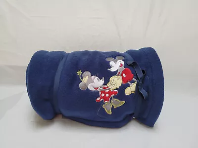 NWT VTG Mickey & Minnie Mouse Holding Hands - Disney Store Navy Throw Blanket • $41.59