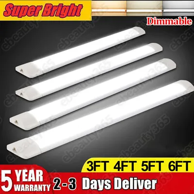 6FT 4FT LED Strip Lights Batten Tube Light Office Garage Ceiling Lamp Dimmable • £11.90