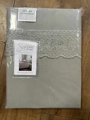 Serene Lace Grey Double Duvet Set  • £13