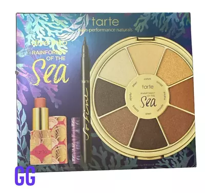 TARTE RAINFOREST OF THE SEA VOLUME II EYESHADOW PALETTE. EYELINER LIP BALM Set • $24.10