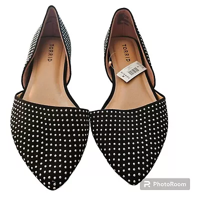 Torrid Flats Studded Studded Pointed D'Orsay Flats Size 8 Wide • $27