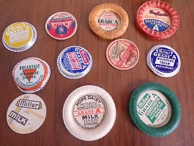 Lot Of 11 Milk Bottle Caps Indiana & Ohio - Wax  Paper  Foil - Vintage • $2.99
