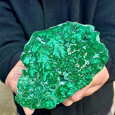 373G Natural Green Malachite Crystal Flaky Pattern Ore Specimen Quartz Healing • $5.50