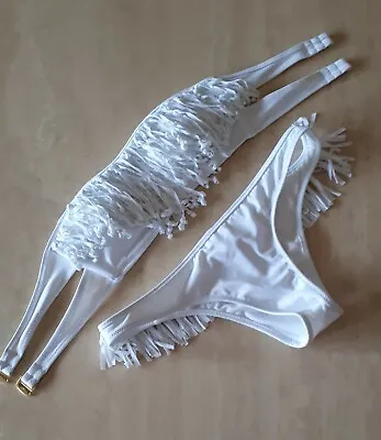 £59.99 • Buy Victoria's Secret Double Banded Bandeau Fringe Bikini Set Size S - 6/8/10 Bnwt