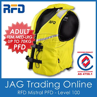 LIFE JACKET RFD MISTRAL M-L 70KG ADULT FEM PFD 100N - L100 Boat Lifejacket Vest • $54.95