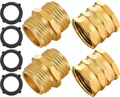 4-Pack Garden Hose Adapter Female To Female Male To Male 3/4 Inch Brass. • $9.69