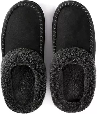 Men's Moccasin Slippers With Faux Sherpa Lining Memory Foam Slip On House Shoes • $21.99