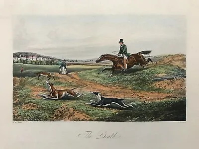 1850 Antique Print; Fores's Sporting Scraps - Coursing The Death After Alken • £29.99