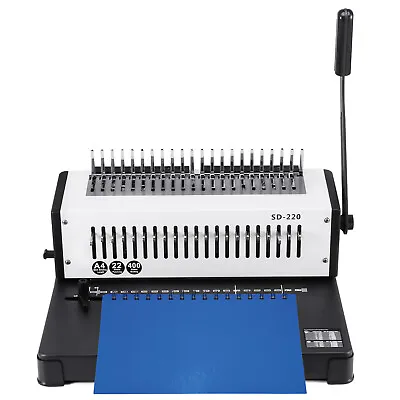 VEVOR Steel Comb Coil Binding Machine A4 21 Holes Paper Puncher Book 400 Sheet • £71.99