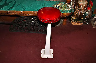 Antique Porcelain Metal Ice Cream Parlor Shop Stool Red Cushion Seat #2 • $169.99