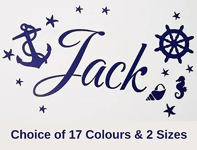 2 X Personalised Name Wall Art Nautical/Anchor/Ships Wheel/Pirate Vinyl Sticker • £7.99