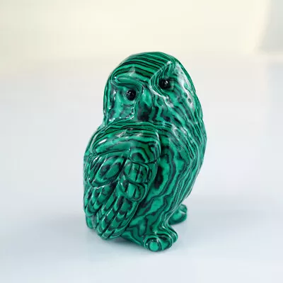 2.4  Realistic Owl Carved Malachite Crystal Reiki Healing Decor Totem Collection • $31.59