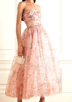 $4295 2021 Monique Lhuillier Collection Strapless Floral Tulle Gown Dress US 2 • $1211.83