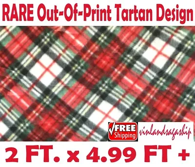 Tartan Cross DISCONTINUED Out-Of-Print RARE Fleece Fabric 4.9 FT X 2 FT + • $11.99