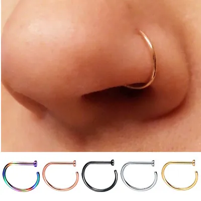 Women Men Surgical Steel Fake Piering Nose Ring Non Piercing Nose Clip Lip Ring • £2.59