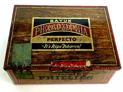 Bayuk Philadelphia Phillies Perfecto Tin Cigar Tobacco Box Metal Vintage VTG • $14.99