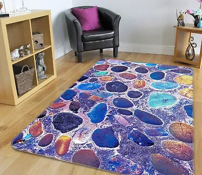 3D Dark Purple Pebbles ZHUA3096 Game Non Slip Rug Mat Photo Carpet Vera 2023 • $57.78