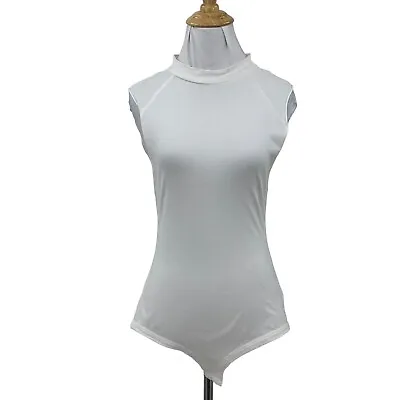 Free People Muscle Beach Bodysuit Womens S Small White Slub Jersey Sleeveless • $25.45