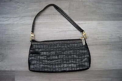 MAXX New York Handbag/Purse Black Crocodile Leathern Paisley Interior • $25