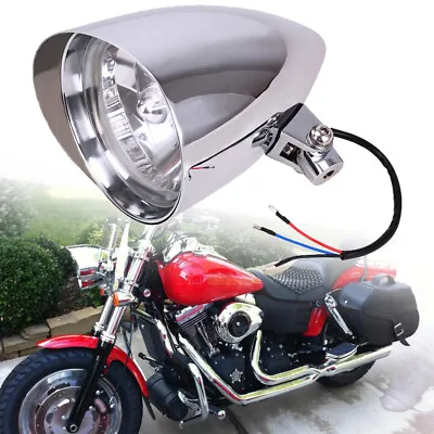 Motorcycle Bullet Tri Bar 5.75  Headlight Lamp For Harley Bobber Chopper Softail • $74.21