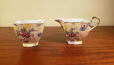 Vintage Royal Winton Grimwades Welbeck Chintz Creamer Sugar Gold Trim England • $48