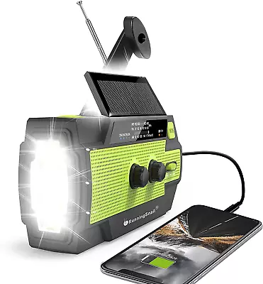 Emergency Crank Radio 4000Mah-Solar Hand Crank Portable AM/FM/NOAA Weather Radio • $51.06