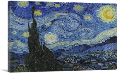 ARTCANVAS The Starry Night - Rectangle 1889 Canvas Art Print By Vincent Van Gogh • $102.84