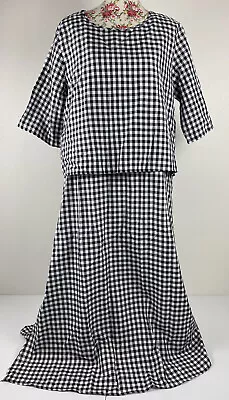 Zanzea Maxi Dress Size XXL Slim Black White Tartan Plaid Check Print Midi Boho • $14