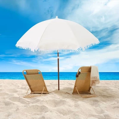 $60 • Buy Beach Outdoors 1.8m Natural Portable Umbrella UVE 95+% Easy Transport Summer AUS