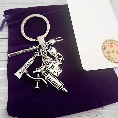 Dentist Keyring Dental Nurse  Toothbrush Floss Toothpaste Tooth And Gift Bag • £5.99
