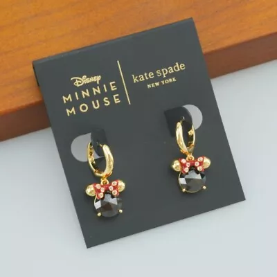 Kate Spade Black Minnie Mouse Leverbacks Earrings Gold NEW • $38