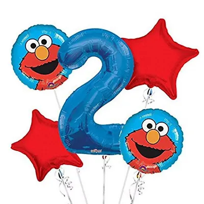 Elmo Balloon Bouquet 2th Birthday 5 Pcs - Party Supplies • $14.99