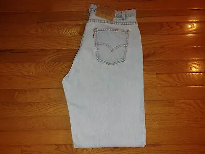 Vtg Mens Levi 560 33x30 Tag 34 Comfort Fit Light Wash Blue Jeans Orange Tab Usa • $35