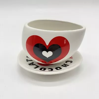 Max Brenner Hug Mug Cup & Saucer Chocolate Love Story Hearts Tea Coffee Mug • $10