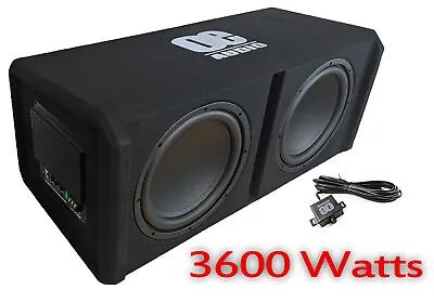 Twin 12  Active Amplified Double Bass Box Sub Car Subwoofer Amp Amplifier 3600W • £299.99