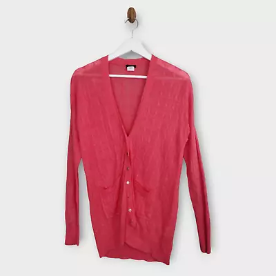 J Crew Cardigan Women Small Pink Linen Lightweight Button Front Sweater W/Pocket • $19.99