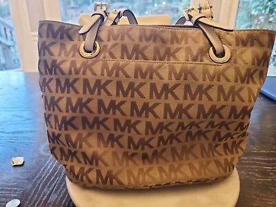 Michael Kors Jet Set Travel Top Zip Signature Monogram Tote Handbag For Women • $40