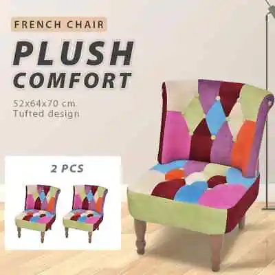 $198.99 • Buy VidaXL 1/2x French Bedroom Chair Style Armchair With Patchwork Design Fabric