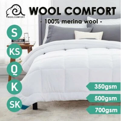 $72.19 • Buy AUSTRALIAN WOOL Quilt Winter/Summer Duvet Doona 350/500/700GSM Weight ALL SIZE