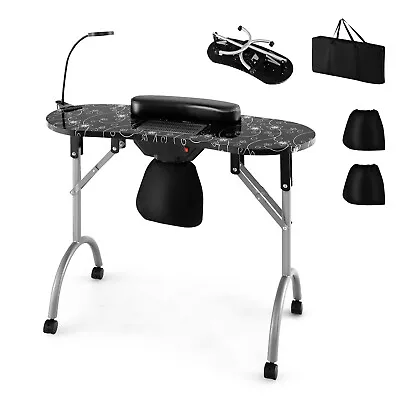 Folding Manicure Nail Table On Wheels W/Soft Wrist Pad & Electric Dust Collector • $135.99