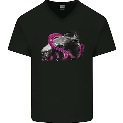 Honey Badger Mens V-Neck Cotton T-Shirt • £9.99