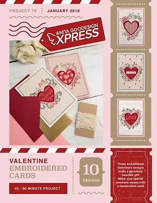 Valentine Embroidered Cards - Anita Goodesign Express #70 • $20