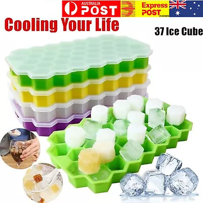 37 Ice Cube Tray Ball Maker Mould Mold Sphere Whiskey Lid Cube Bar Silicone DIY • $12.99