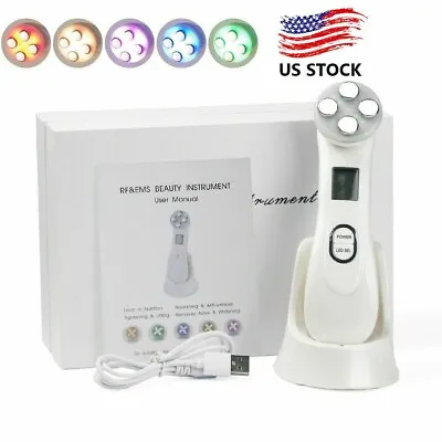 Facial Skin Tightening Machine 5 Color Photon LED Light Therapy Beauty Device US • $29.99