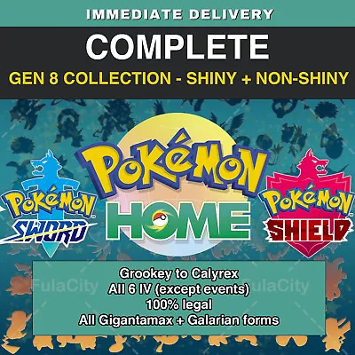 $19.99 • Buy ✨Pokemon Home COMPLETE Gen 8 ONLY POKEDEX Sword Shield | Shiny/Non, Gmax, Forms